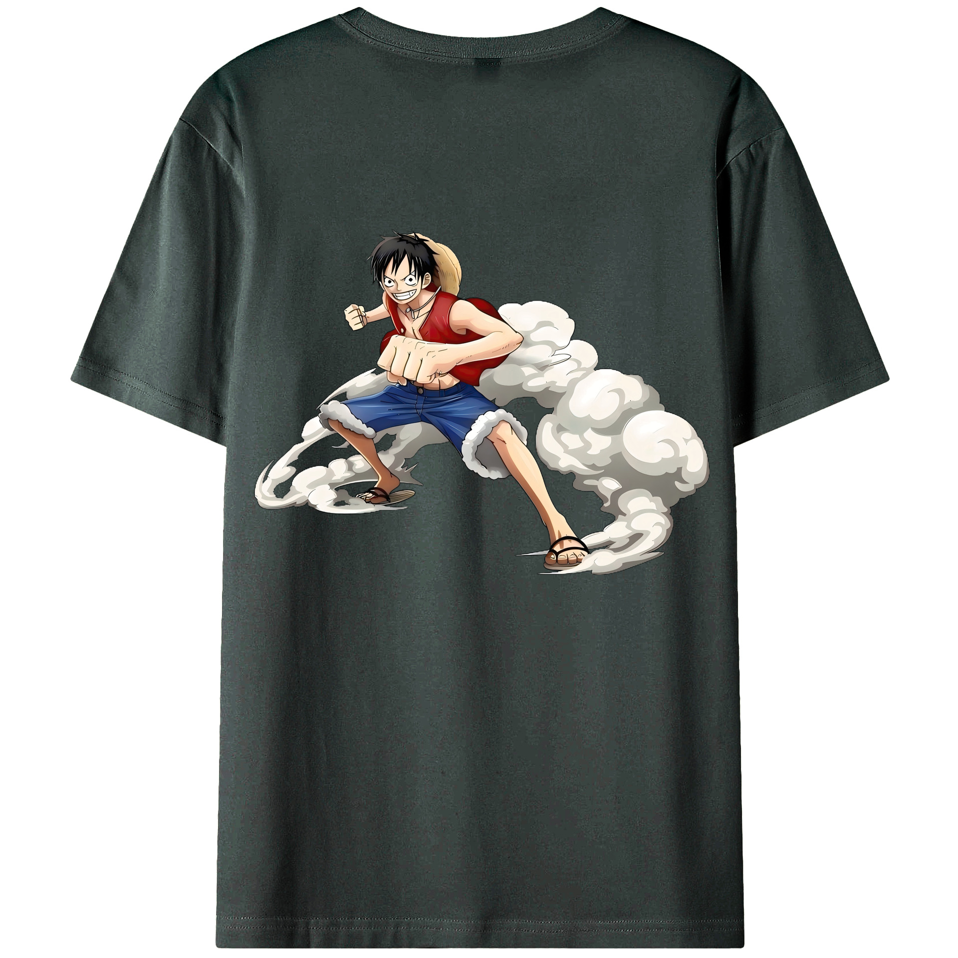 （画像用） ワンピース モンキー・D・ルフィ ONE PIECE Monkey D. Luffy 綿100％ メンズ半袖Tシャツ（バックプリント） 通気性